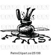 Vector Clip Art of Retro Guy Jumping in Ink with a Spill Spelling Finis by Prawny Vintage