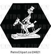 Vector Clip Art of Retro Guy on a Rocking Horse by Prawny Vintage