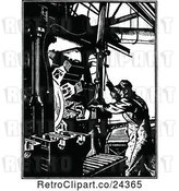 Vector Clip Art of Retro Guy Operating a Rotary Milling Machine by Prawny Vintage