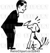Vector Clip Art of Retro Guy Petting a Sitting Dog by BestVector