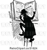Vector Clip Art of Retro Guy Reading a Dictionary by Prawny Vintage