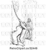 Vector Clip Art of Retro Guy Ringing a Bell for Help with Mosquitoes in 2 by Picsburg