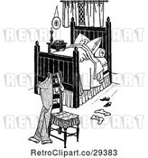 Vector Clip Art of Retro Guy Sleeping in a Bed by Prawny Vintage