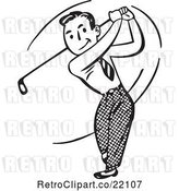 Vector Clip Art of Retro Guy Swinging a Golf Club by BestVector