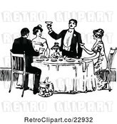 Vector Clip Art of Retro Guy Toasting at a Table by Prawny Vintage