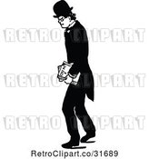 Vector Clip Art of Retro Guy Walking with Books by Prawny Vintage