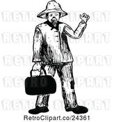 Vector Clip Art of Retro Guy with a Bag by Prawny Vintage