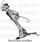 Vector Clip Art of Retro Guy with a Cane and Striped Suit by Prawny Vintage