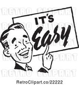 Vector Clip Art of Retro Guy with an It's Easy Sign by BestVector