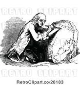 Vector Clip Art of Retro Guy Writing on a Stone by Prawny Vintage