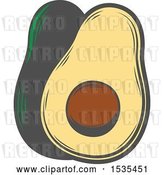 Vector Clip Art of Retro Halved and Whole Avocado, in Style by Vector Tradition SM
