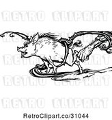 Vector Clip Art of Retro Hand Grabbing a Boar in a Vine by Prawny Vintage