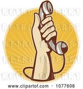 Vector Clip Art of Retro Hand Holding up a Phone Logo by Patrimonio