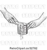 Vector Clip Art of Retro Hands Leveling off a Measuring Cup with a Knife in by Picsburg