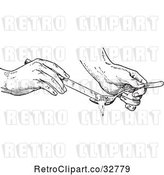 Vector Clip Art of Retro Hands Removing Half a Spoon Full of an Ingredient with a Knife in by Picsburg