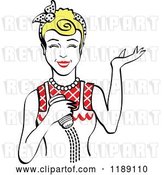 Vector Clip Art of Retro Happy Blond Lady Shrugging and Using a Salt Shaker 2 by Andy Nortnik