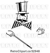 Vector Clip Art of Retro Happy Boy with a Mustache and Magic Wand by Picsburg