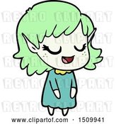 Vector Clip Art of Retro Happy Cartoon Elf Girl by Lineartestpilot