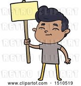 Vector Clip Art of Retro Happy Cartoon Guy with Sign by Lineartestpilot