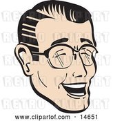 Vector Clip Art of Retro Happy Guy Wearing Glasses and Laughing by Andy Nortnik
