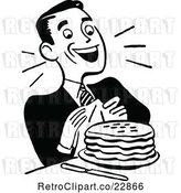 Vector Clip Art of Retro Happy Guy with Pancakes by Prawny Vintage