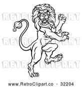 Vector Clip Art of Retro Heraldic Rampant Lion by AtStockIllustration