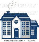 Vector Clip Art of Retro Home Facade with Smoke Rising from the Chimney by Patrimonio