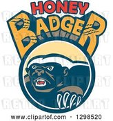 Vector Clip Art of Retro Honey Badger in a Circle Under Slashed Text by Patrimonio