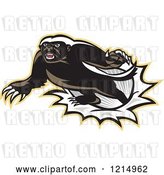 Vector Clip Art of Retro Honey Badger Mascot Breaking Through a Barrier by Patrimonio