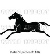 Vector Clip Art of Retro Horse Running by Prawny Vintage