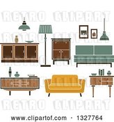 Vector Clip Art of Retro Household Furniture by Vector Tradition SM