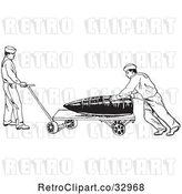 Vector Clip Art of Retro in U.S. Navy Sailors Hauling a Large Shell by Picsburg