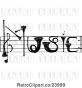 Vector Clip Art of Retro Instruments Spelling Music by Prawny Vintage