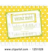 Vector Clip Art of Retro Invitation over Yellow and White Polka Dots by Elaineitalia