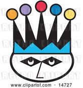 Vector Clip Art of Retro Joker's Face Wearing a Colorful Jester Hat by Andy Nortnik