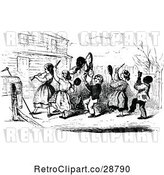 Vector Clip Art of Retro KChildren and a Black Guy Playing Instruments by Prawny Vintage