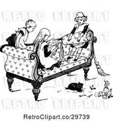 Vector Clip Art of Retro KChildren Playing on a Sofa by Prawny Vintage