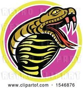 Vector Clip Art of Retro King Cobra Snake Mascot in a Circle by Patrimonio