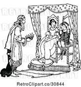 Vector Clip Art of Retro King Giving a Boy His Crown As He Sits by a Queen by Prawny Vintage