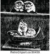 Vector Clip Art of Retro Kittens and a Basket by Prawny Vintage