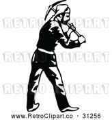 Vector Clip Art of Retro Klondiker Gold Rush Miner Man with a Pickaxe by Prawny Vintage