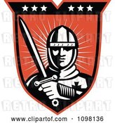 Vector Clip Art of Retro Knight Crusader with a Sword on a Shield by Patrimonio