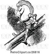 Vector Clip Art of Retro Knight with a Horse Helmet on a Pole by Prawny Vintage