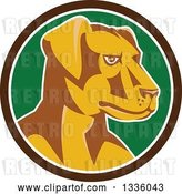 Vector Clip Art of Retro Labrador Retriever Dog Head in a Brown White and Green Circle by Patrimonio