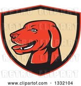 Vector Clip Art of Retro Labrador Retriever Dog Head in a Red Black and Tan Shield by Patrimonio