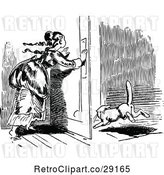 Vector Clip Art of Retro Lady and Escaping Cat by Prawny Vintage