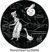 Vector Clip Art of Retro Lady and Geese by Prawny Vintage