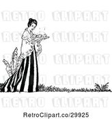 Vector Clip Art of Retro Lady Carrying a Tea Tray by Prawny Vintage
