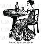 Vector Clip Art of Retro Lady Drinking Wine by Prawny Vintage