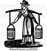Vector Clip Art of Retro Lady Fetching Water by Prawny Vintage
